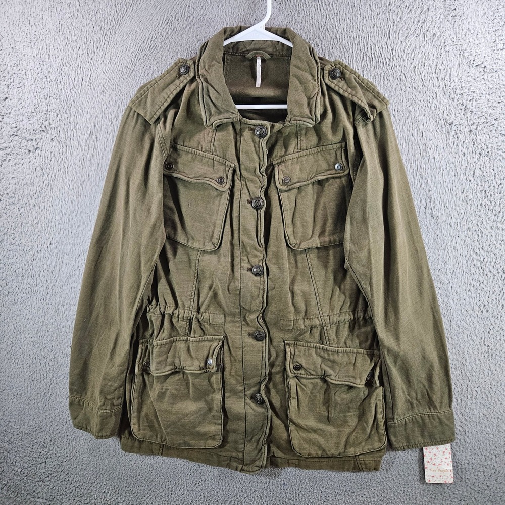 Free People Not Your Brothers Surplus Moss Green Utility Field Jacket L NEW NWT
